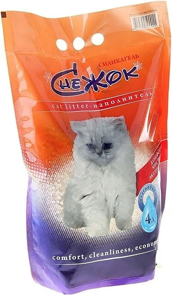 Наполнитель для кошачьего туалета Снежок силикагелевый 4л (упаковка 2 шт.)