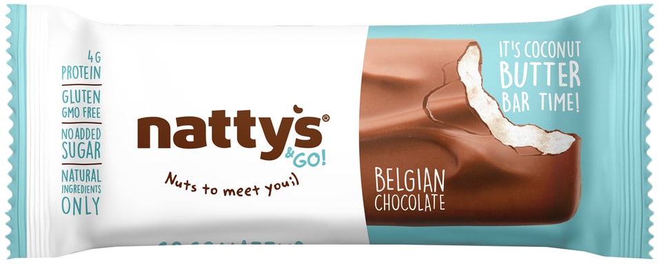 Шоколадный батончик Nattys&Go Coconattys в молочном шоколаде с мякотью кокоса 45г