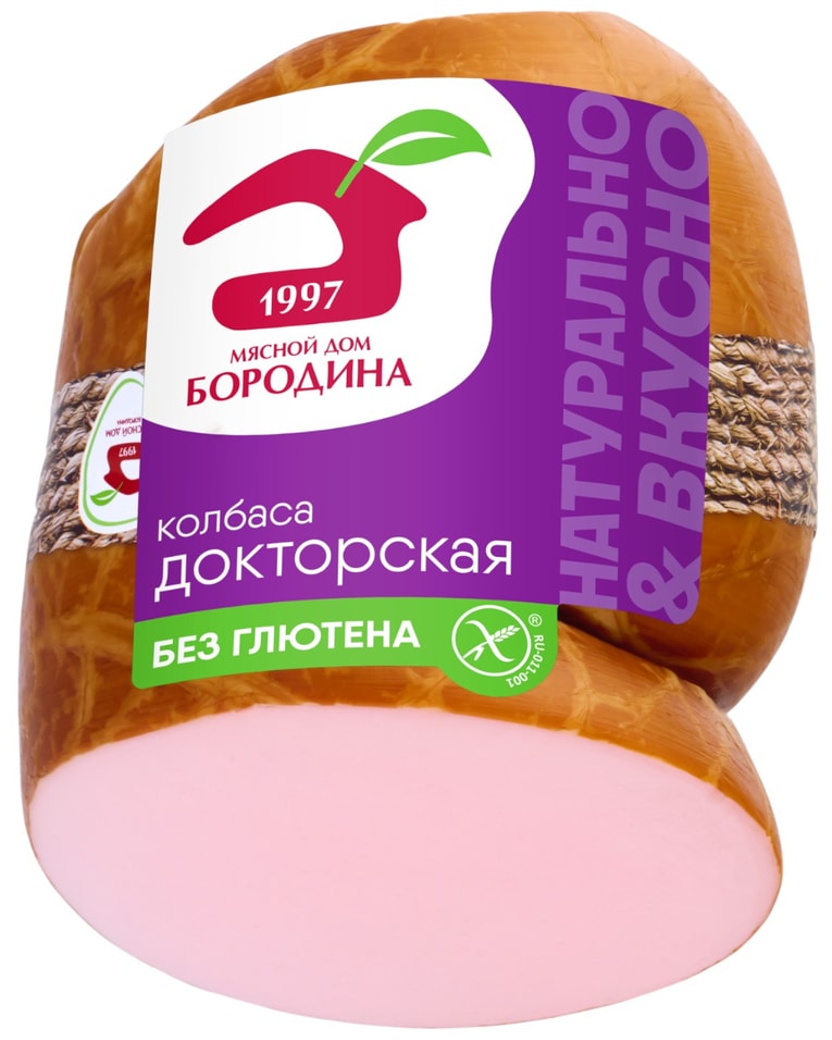 Колбаса Мясной дом Бородина вареная Докторская без глютена