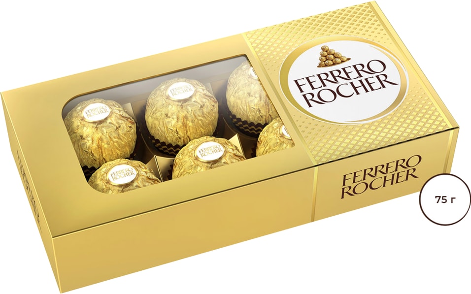 Конфеты Ferrero Rocher хрустящие из молочного шоколада 75г 353₽