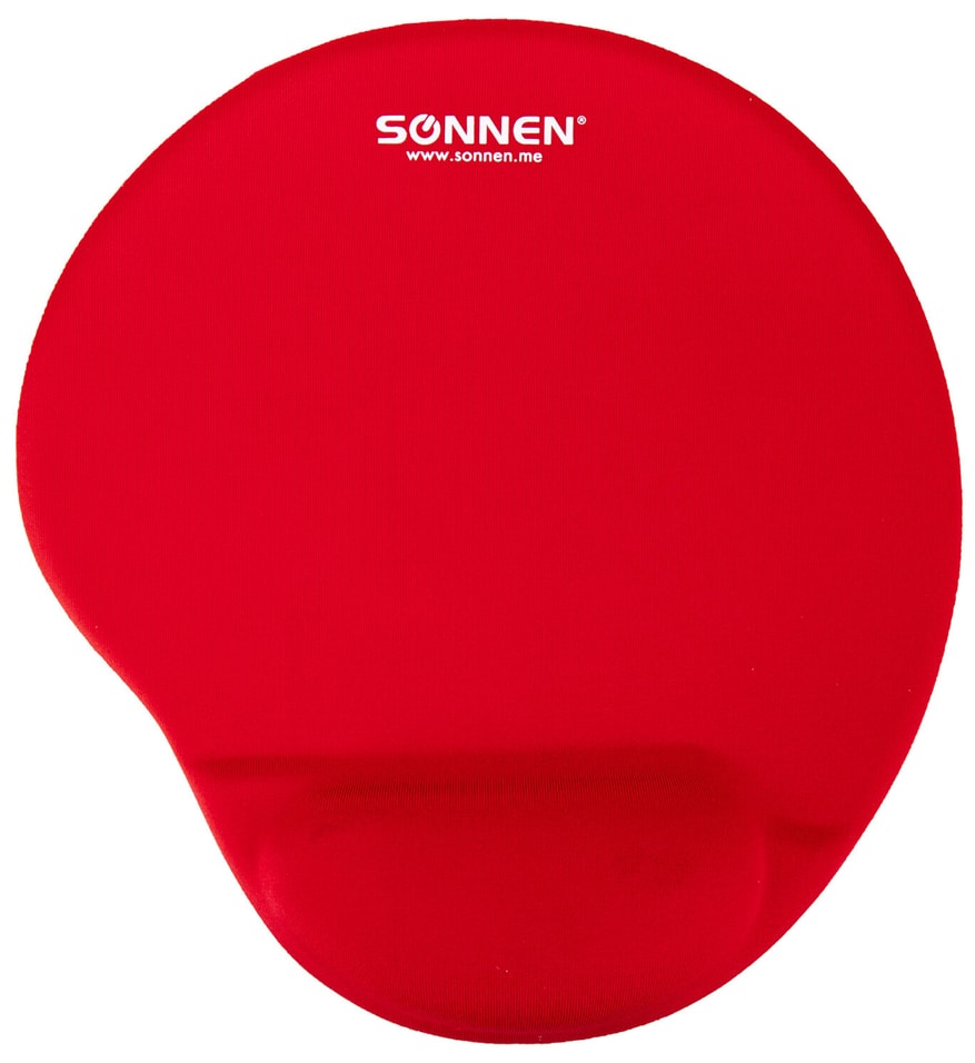 Коврик для мыши с подушкой под запястье Sonnen полиуретан+лайкра 25*22*2см красный