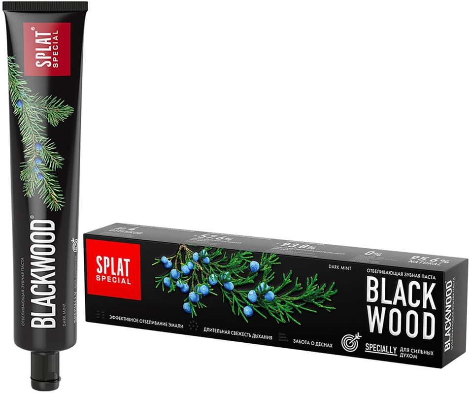 Зубная паста Splat Special Blackwood Черная без фтора Черное дерево для отбеливания зубов 75мл