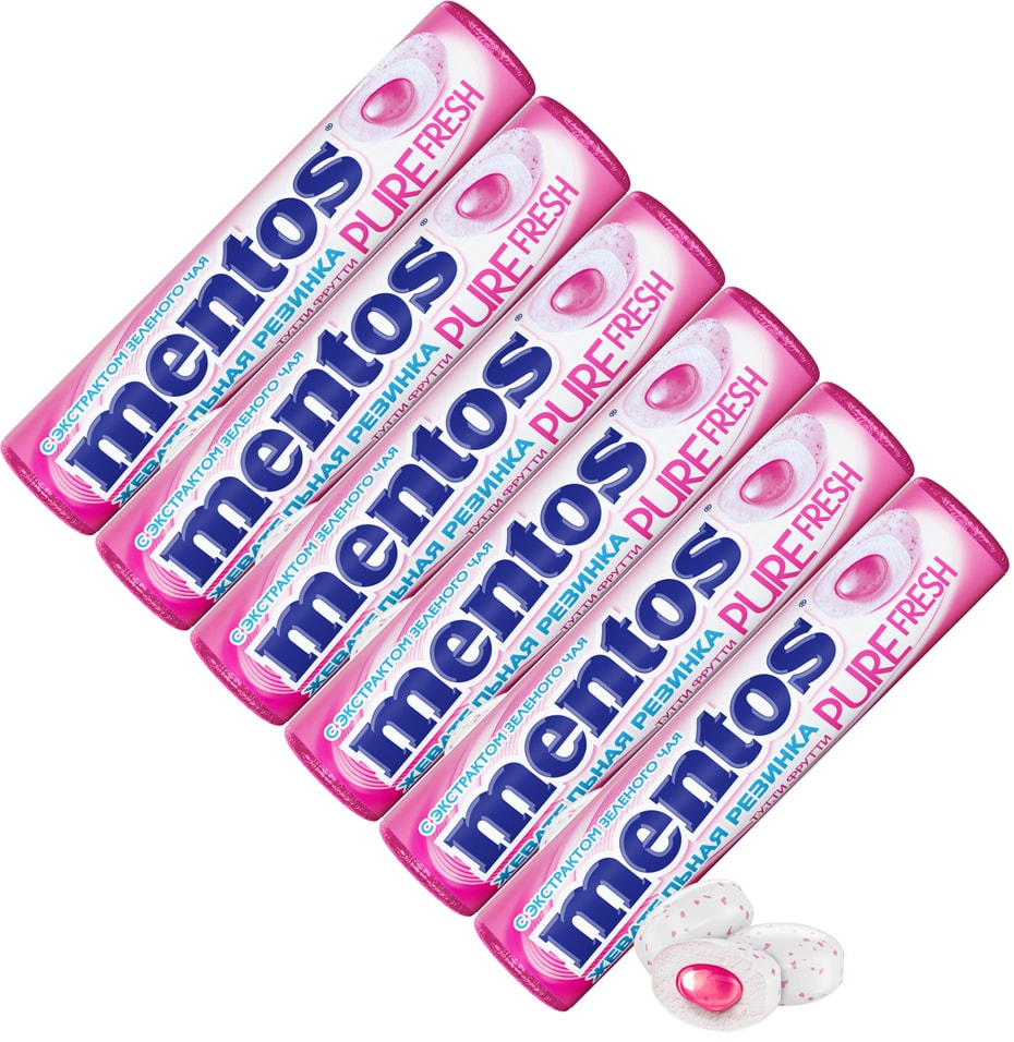 Жевательная резинка Mentos Pure Fresh Тутти Фрутти 155г упаковка 6 шт 138₽