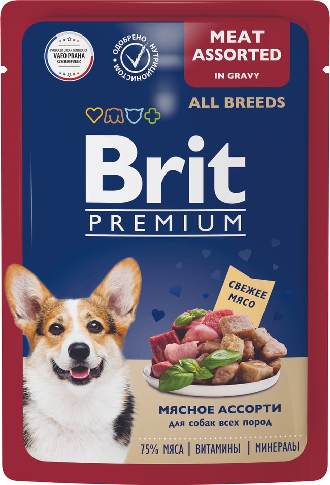 Влажный корм для собак Brit Premium Мясное ассорти 85г (упаковка 14 шт.)