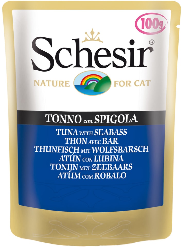 Влажный корм для кошек Schesir Тунец и окунь 100г (упаковка 20 шт.)