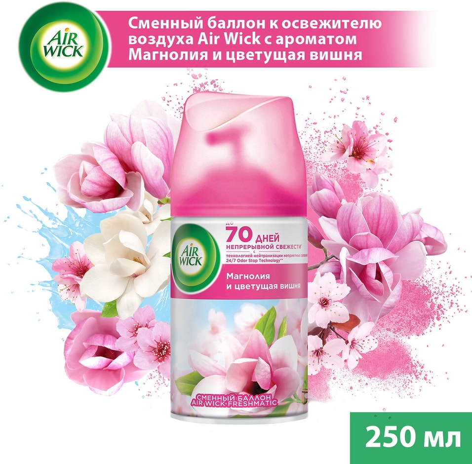 Сменный баллон для Air Wick Freshmatic Магнолия и Цветущая вишня 250мл от Vprok.ru