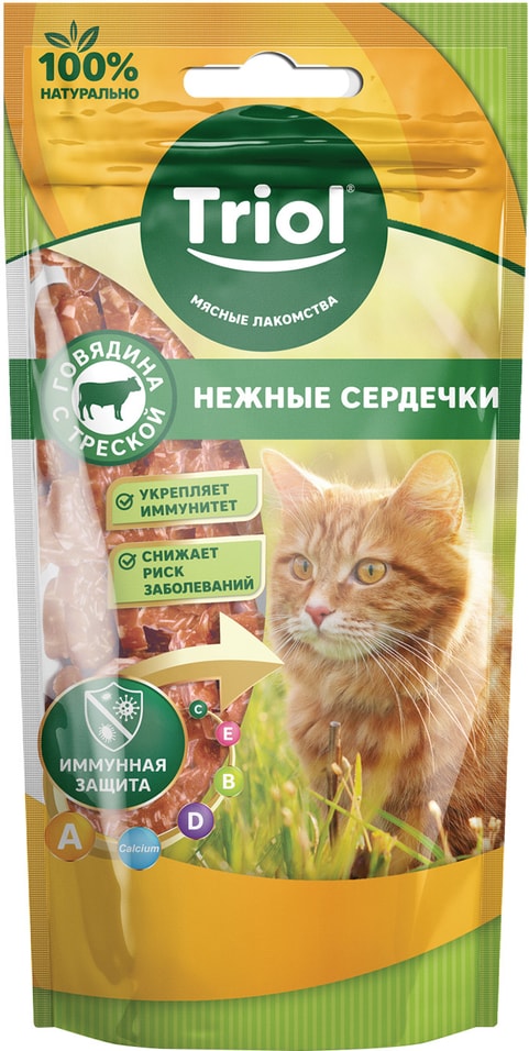 Лакомство для кошек Triol Нежные сердечки Говядина-треска 40г Лакомство для кошек Triol Нежные сердечки Говядина-треска 40г