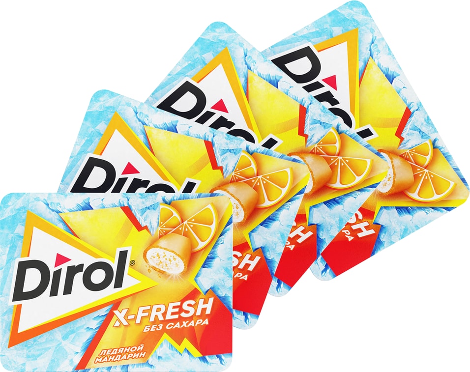 Жевательная резинка Dirol X-Fresh Ледяной мандарин 16г (упаковка 4 шт.)