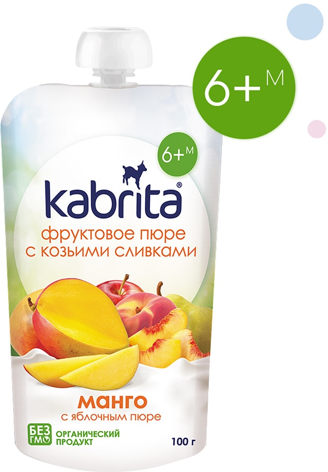 Пюре Kabrita с козьими сливками Манго с яблочным пюре 100г