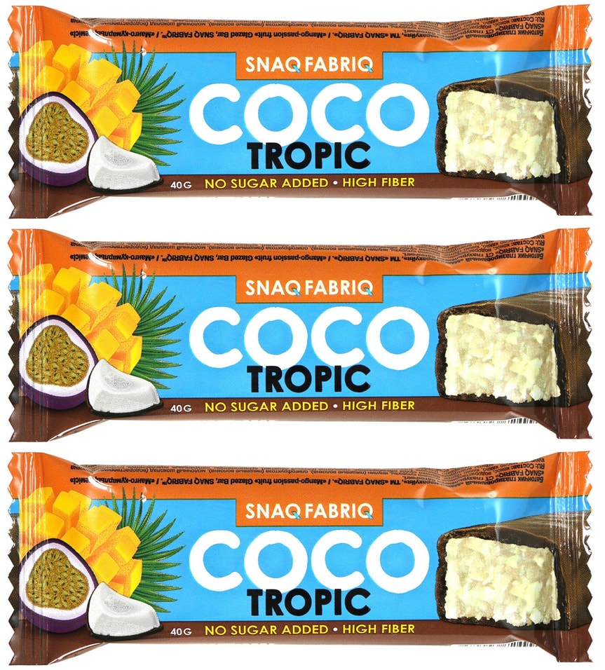 Батончик Snaq Fabriq глазированный Манго и маракуйя 40г упаковка 3 шт 215₽