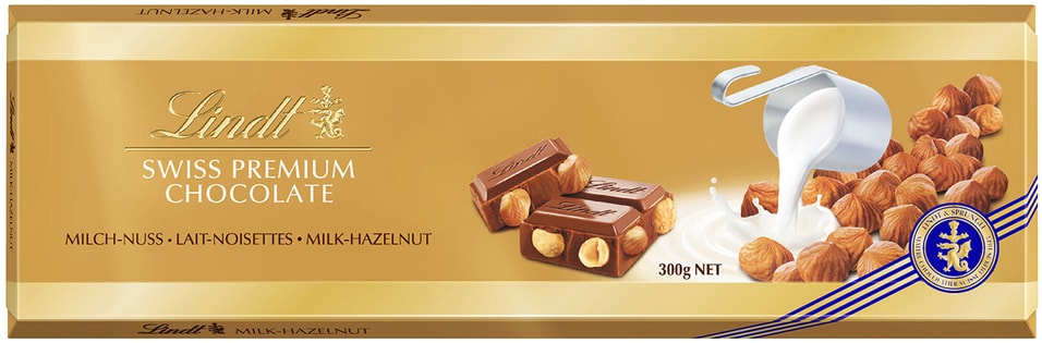 Шоколад Lindt Swiss Premium Молочный с цельным фундуком 300г