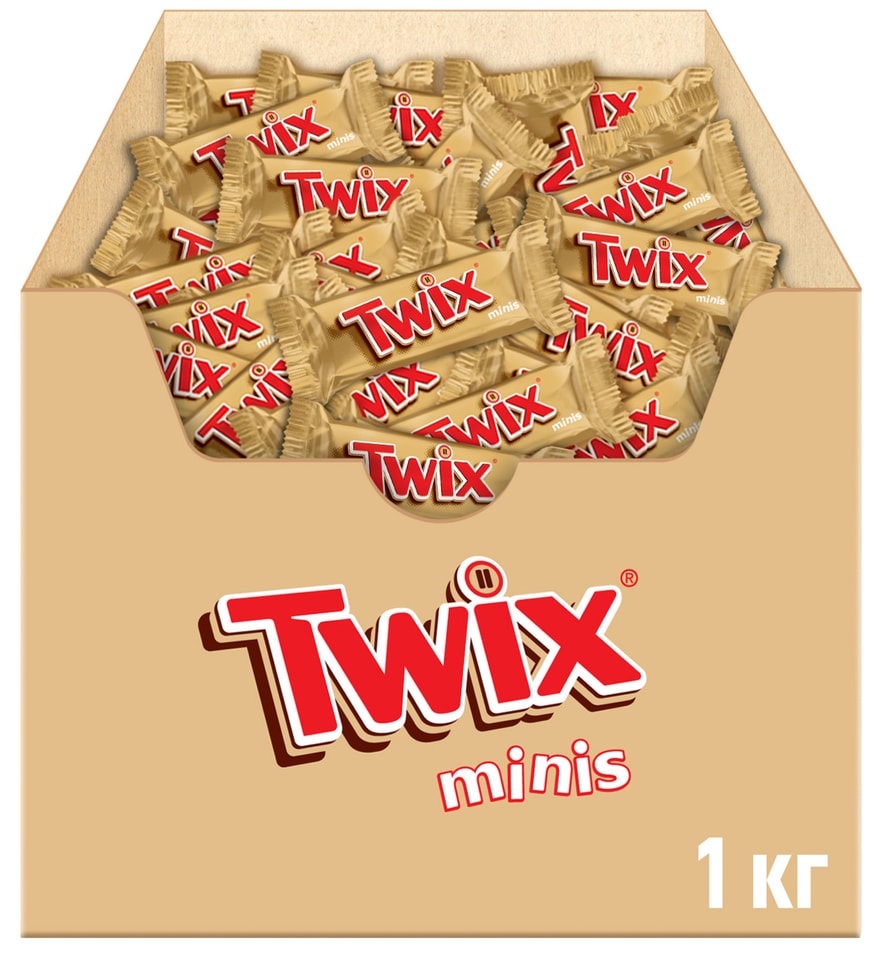Конфеты шоколадные Twix minis с карамелью печеньем 1кг