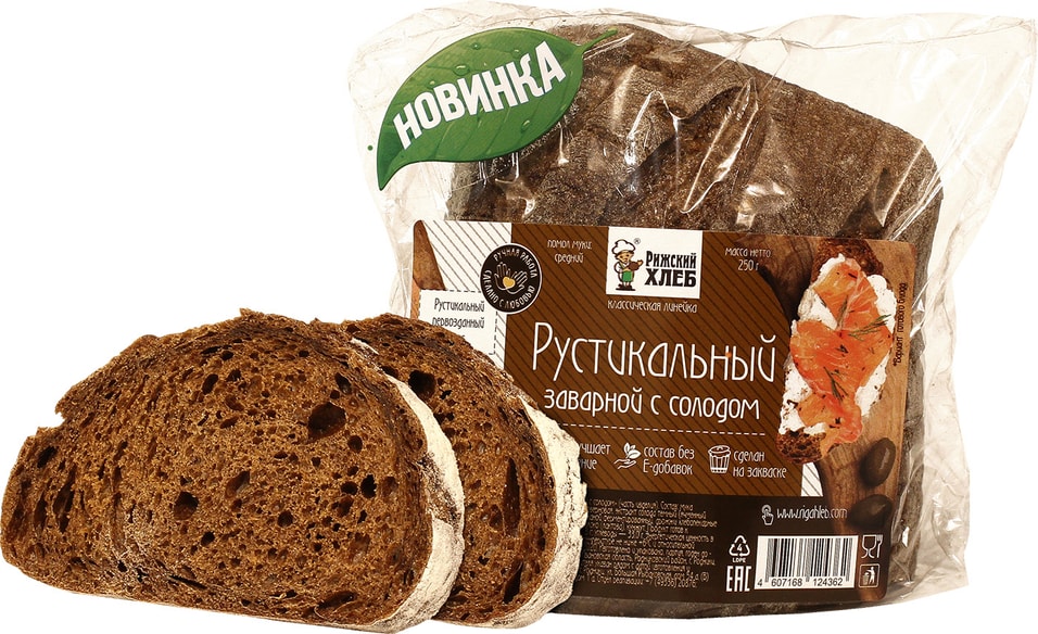 Хлеб Рижский хлеб Рустикальный заварной с солодом 250г