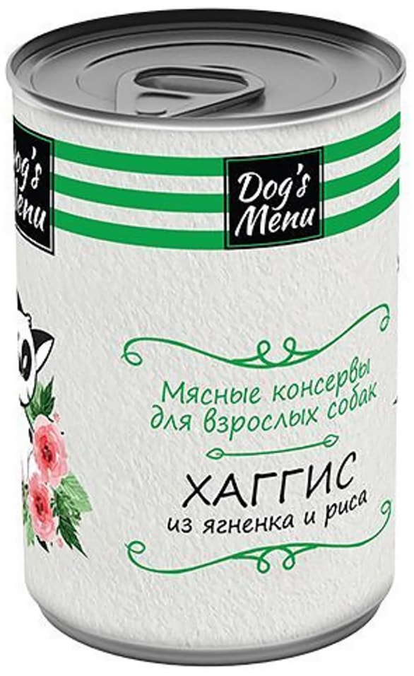 Влажный корм для собак Dogs Menu Хаггис из ягненка и риса 340г (упаковка 12 шт.)