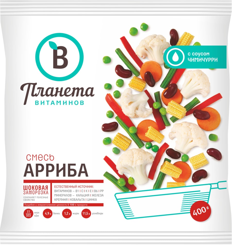 Смесь овощная Планета Витаминов Арриба с соусом чимичурри быстрозамороженная 400г