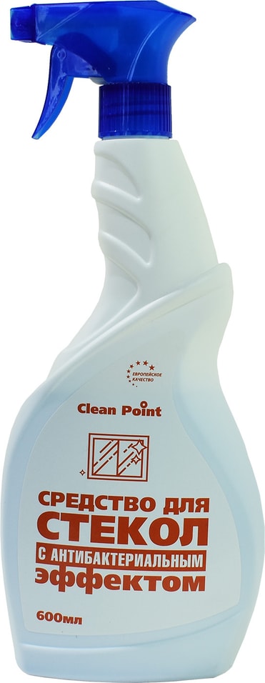 Чистящее средство Clean point для стекол и зеркал с антибактериальным эффектом 600мл от Vprok.ru