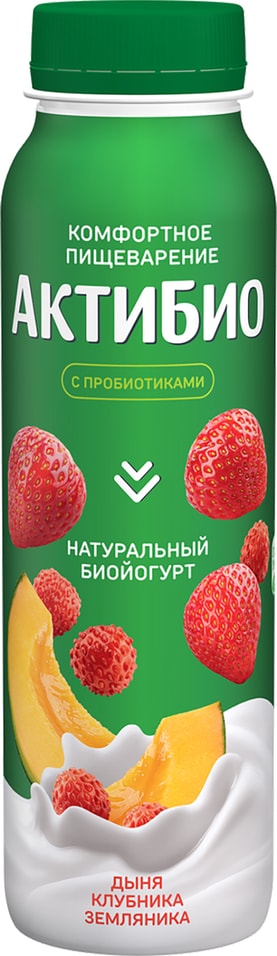 Био йогурт питьевой АКТИБИО С бифидобактериями дыня клубника земляника 1.5% 260г