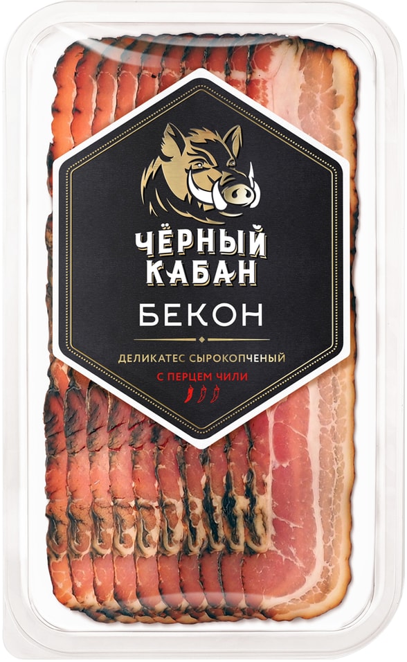 Бекон Черный Кабан сырокопченый с чили 95гс доставкой!
