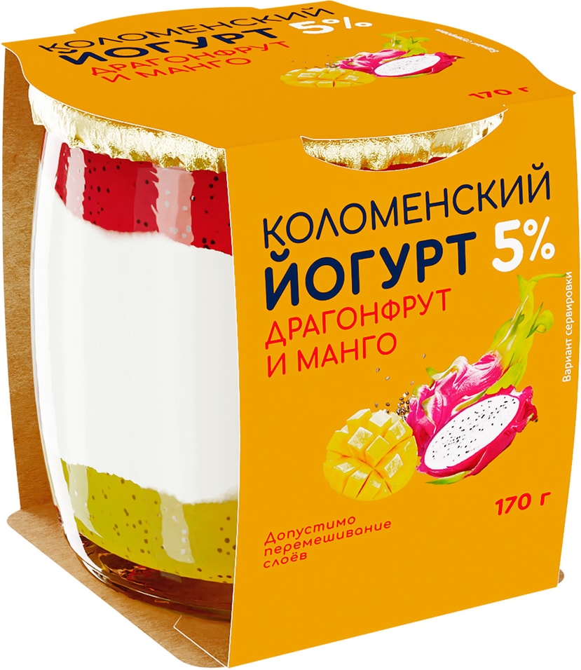 Йогурт Коломенский Драгонфрут-Манго 5% 170г
