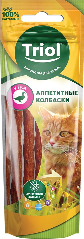 Лакомство для кошек Triol Аппетитные колбаски из утки 40г