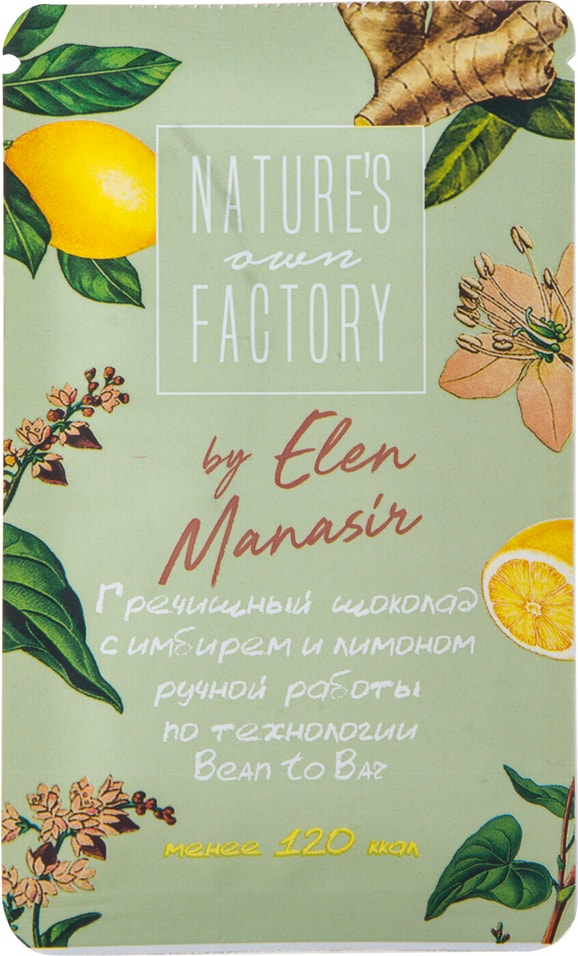 Шоколад Natures Own Factory Гречишный с имбирем и лимоном 20г