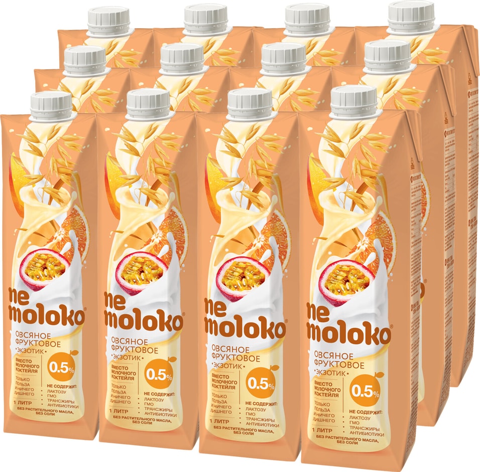 Напиток овсяный Nemoloko Экзотик 0.5% 1л (упаковка 12 шт.)