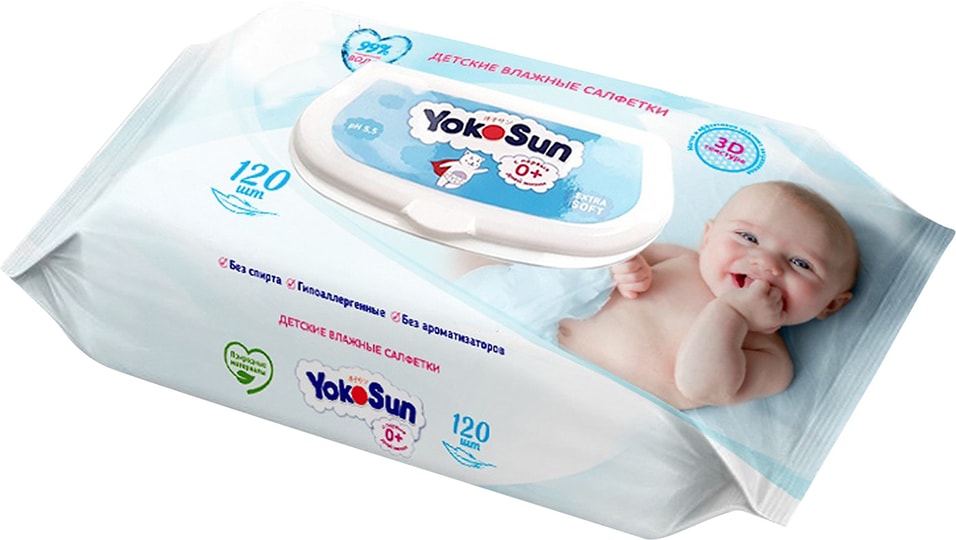 Салфетки влажные YokoSun детские 120шт Закажите онлайн 210₽