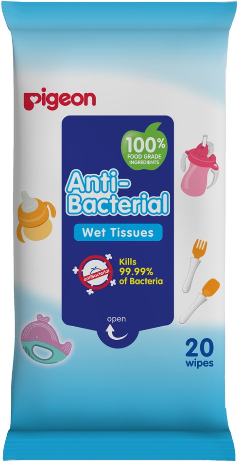 Салфетки влажные Pigeon детские с антибактериальным эффектом 20шт