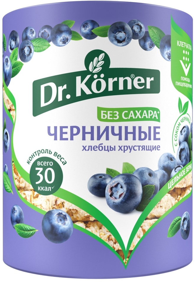 Хлебцы Dr.Korner злаковый коктейль Черничный 100г от Vprok.ru