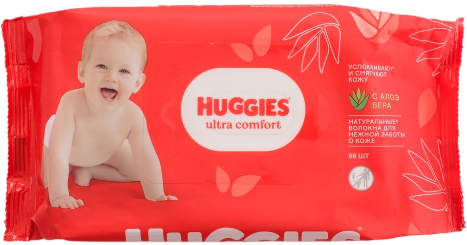 Влажные салфетки Huggies Ультра Комфорт 56штс доставкой 185₽