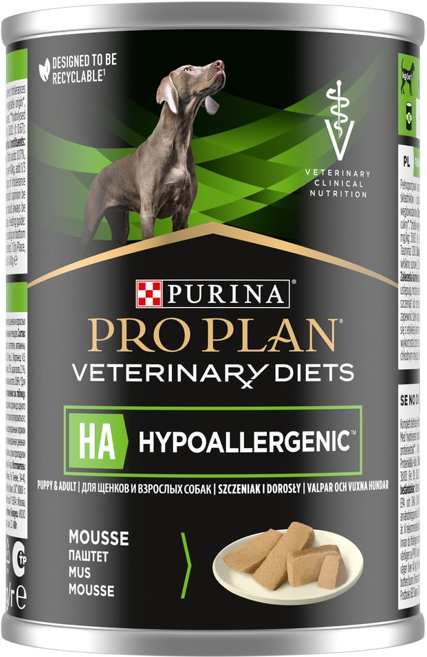 Влажный корм для собак Pro Plan Veterinary Diets HA Hypoallergenic при аллергиях 400г