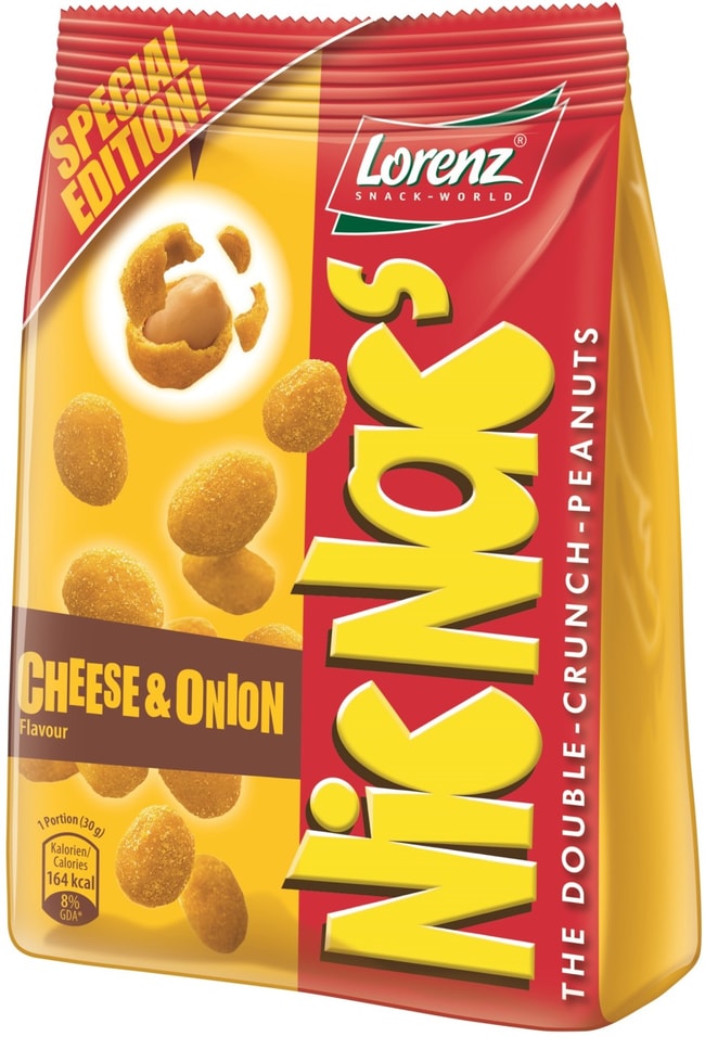 Арахис Lorenz Nic Nacs в хрустящей оболочке со вкусом сыра и лука 110г