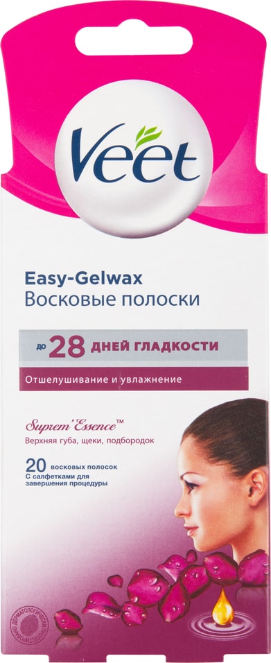 Полоски для депиляции Veet Easy-Gelwax восковые для чувствительной кожи лица 20шт