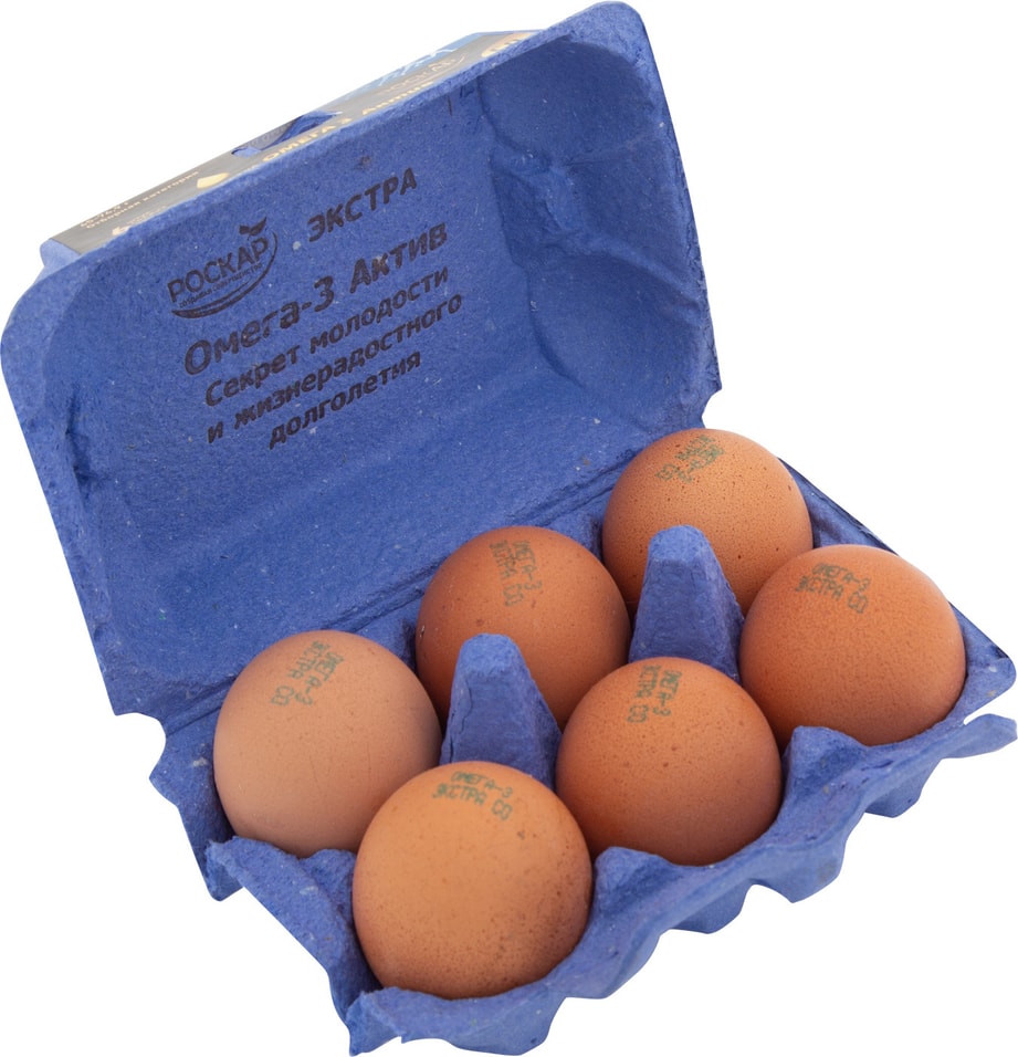 Яйца Роскар СО Омега-3 коричневые 6шт от Vprok.ru