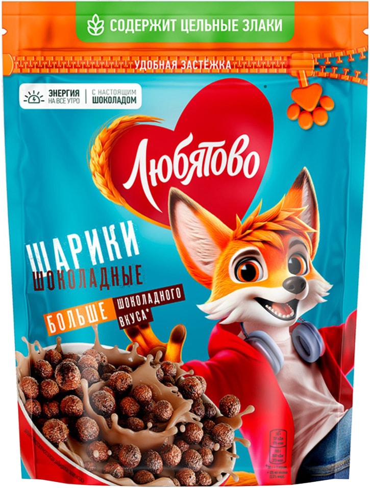 Готовый завтрак Любятово Шарики шоколадные 200г 146₽