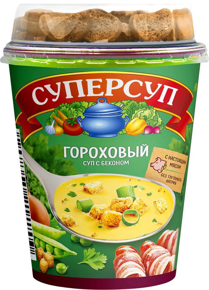 Суп Суперсуп Гороховый с беконом + гренки 45г