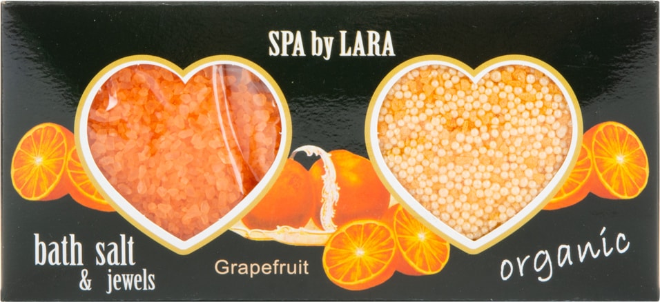 Подарочный набор Spa by Lara Грейпфрут Соль морская для ванн 160г + Увлажняющие жемчужины 100г