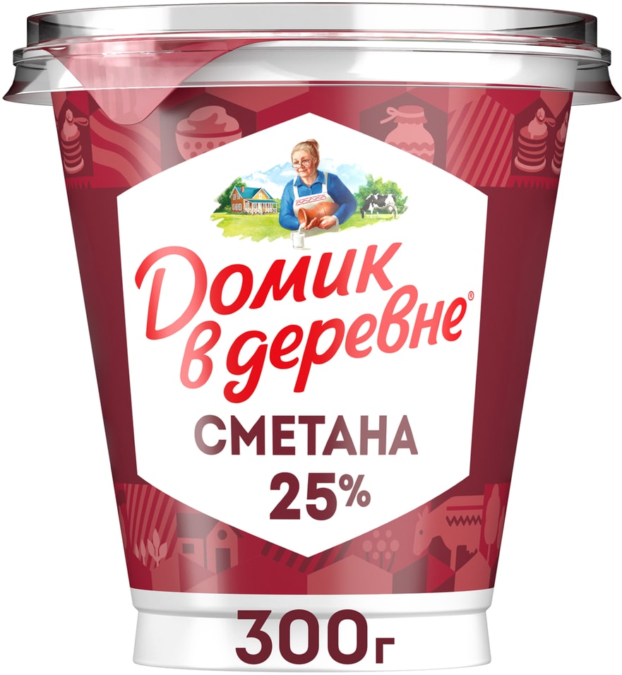 Сметана Домик в деревне отборная 25% 300гс доставкой!