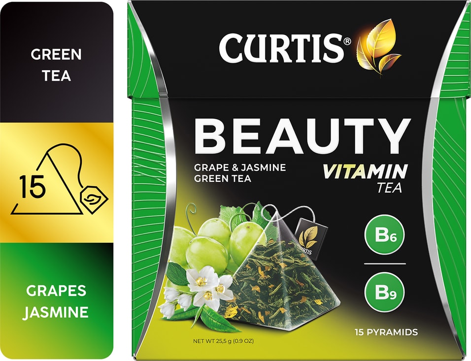 Чай зеленый Curtis Beauty Виноград и Зеленый чай 15*1.7г