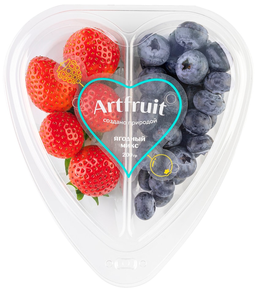 Клубника и голубика в сердце 200г упаковкас доставкой!