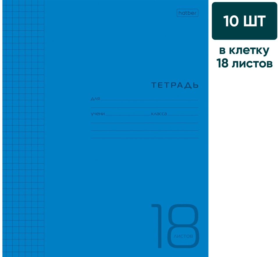 Тетрадь Hatber Синяя в клетку 18л А5 10штс доставкой 299₽