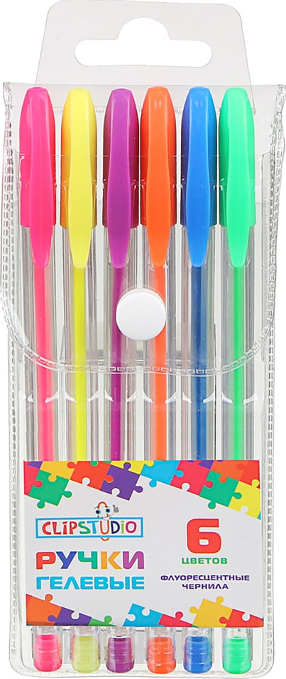 Набор гелевых ручек Clipstudio флуоресцентные 0.7мм 6 цветов