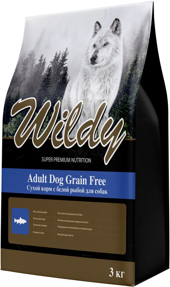 Сухой корм для собак Wildy Adult Dog Grain Free с белой рыбой 1кг