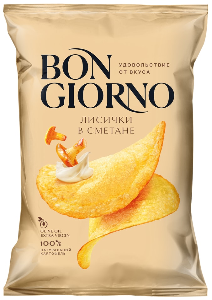 Чипсы Bon Giorno картофельные со вкусом Лисички в сметане 80г