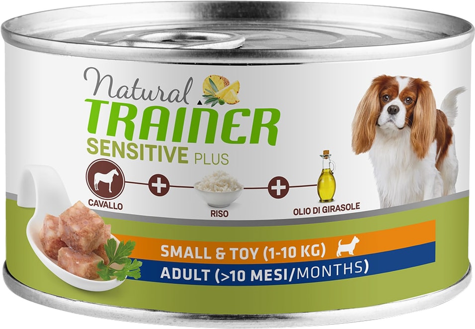 Влажный корм для собак Natural Trainer Sensitive Plus Mini Adult гипоаллергенный рацион для мелких пород с кониной и рис