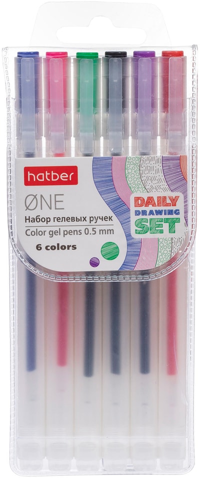 Набор ручек Hatber One гелевые 0.5мм 6 цветов
