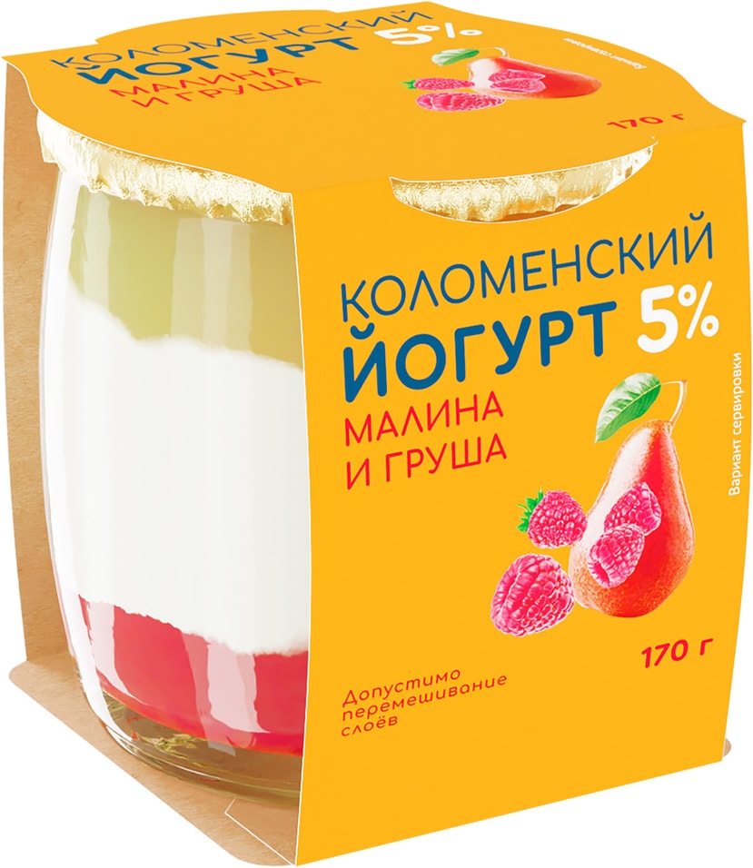Йогурт Коломенский Малина груша 5% 170г