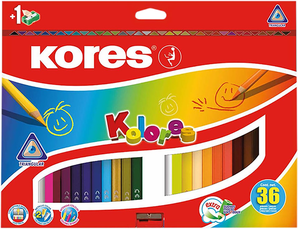 Набор карандашей Kores 36 цветов +точилка