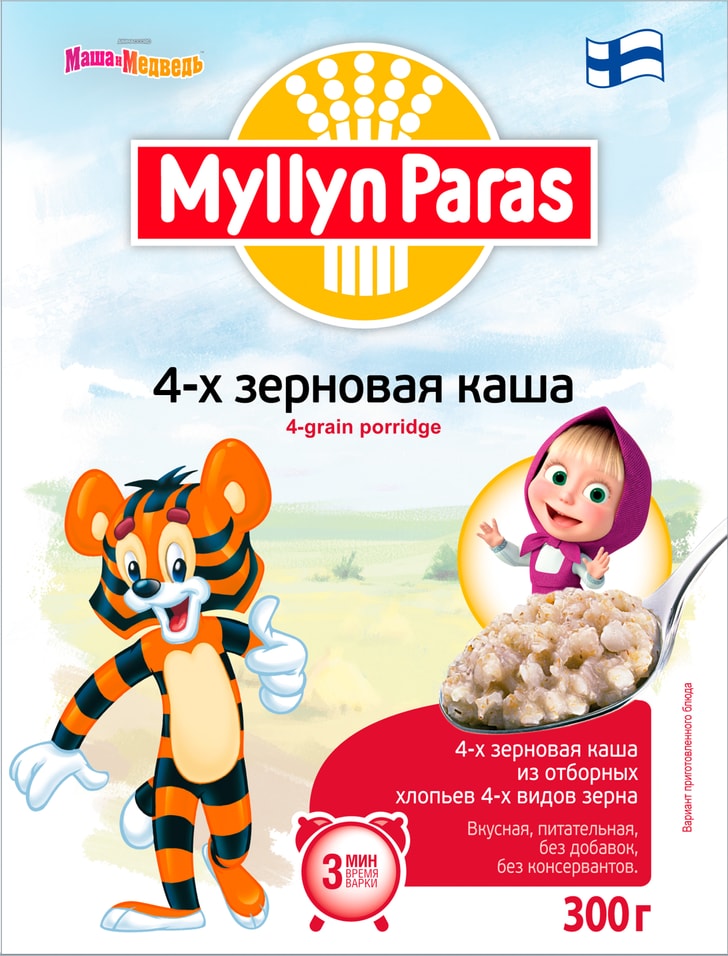 Каша Myllyn Paras 4-х зерновая 300г Доставим до двери 89₽