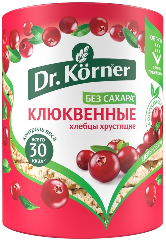 Хлебцы Dr.Korner Злаковый коктейль Клюквенный 100г от Vprok.ru